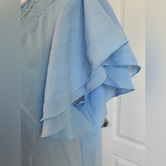 Suzanne Betro Lace Yoke Double Ruffle Sleeve Tunic Too - Picture 8 of 14